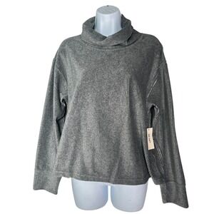 On 34th Ribbed Velour Turtleneck Sweater Top Gray Small Cozy‎ Oversize